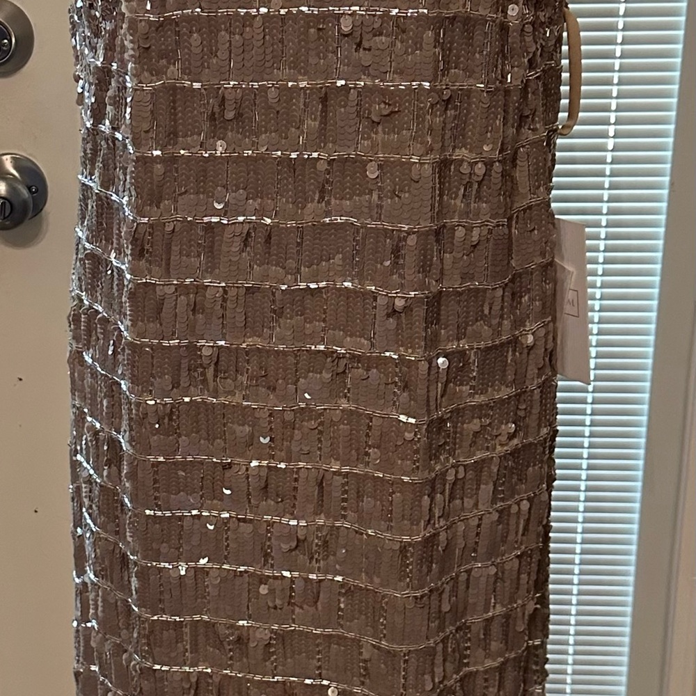Mac Duggal Tan Sequin Dress
